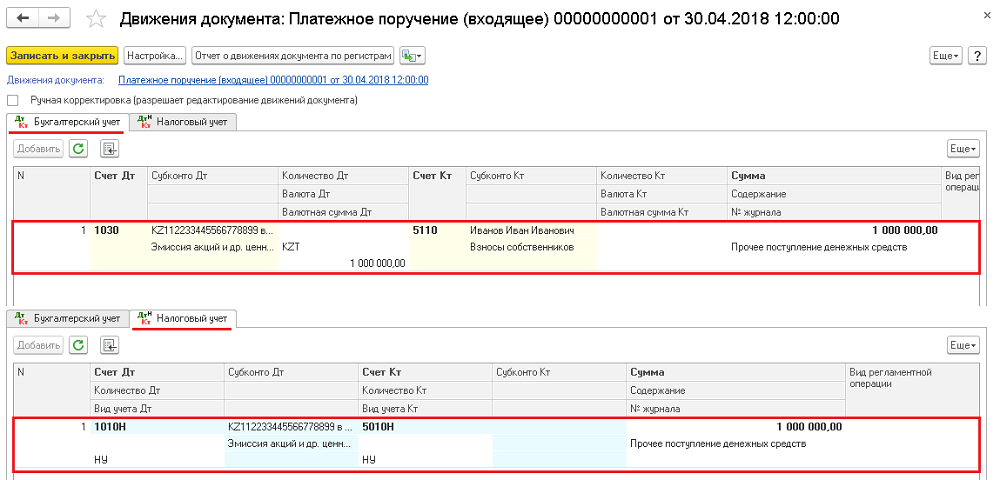 Взнос в уставный капитал мебелью проводки