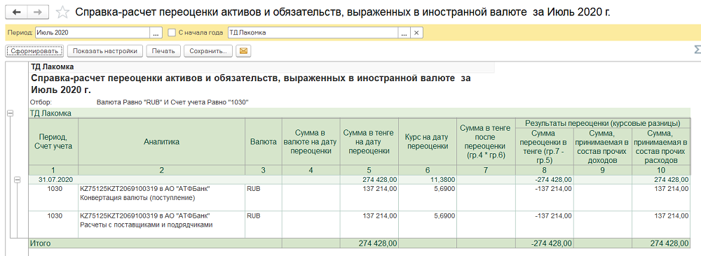 Переоценка курсовых разниц