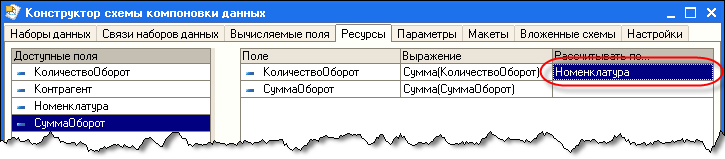 Настройка полей группировок